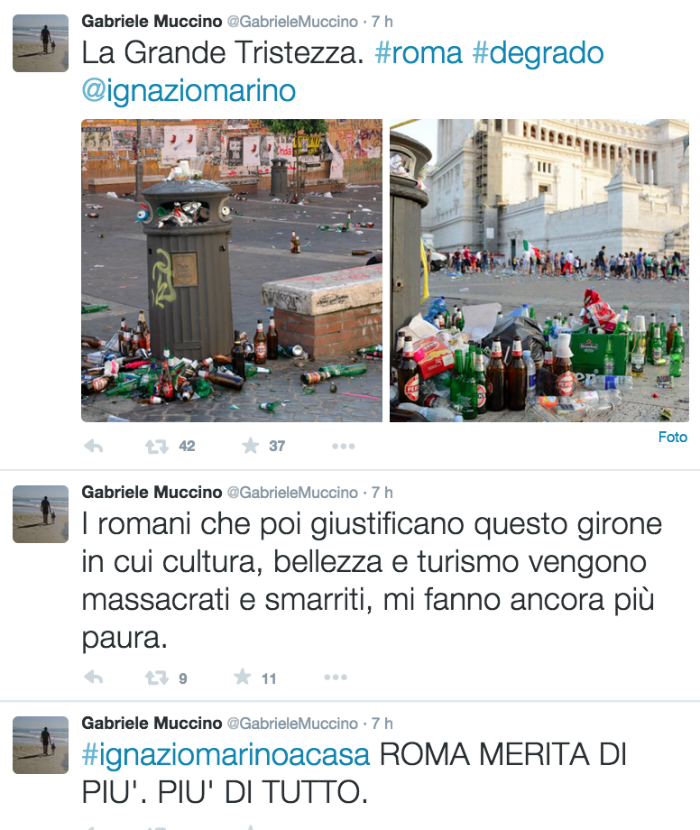 Roma, Gabriele Muccino: "La grande tristezza. Marino l'ha resa così"