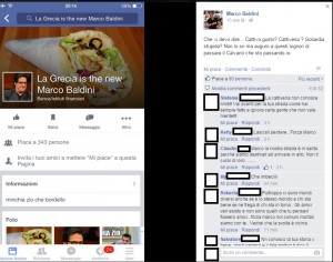 Marco Baldini e il post su Facebook