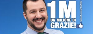 Facebook, Matteo Salvini sorpassa Matteo Renzi: un milione di "like"