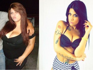 Mia Cellini, prima e dopo (foto Facebook)