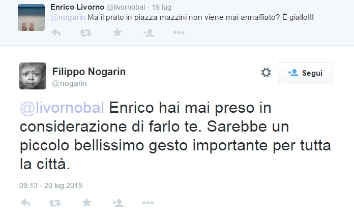 Botta e riposta su Twitter tra il sindaco e un cittadino di Livorno