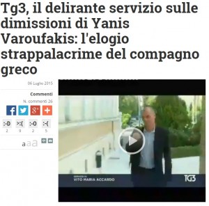 Tg3, servizio dimissioni Varoufakis (VIDEO) scatena Libero e Giornale: "Elogio del compagno greco"