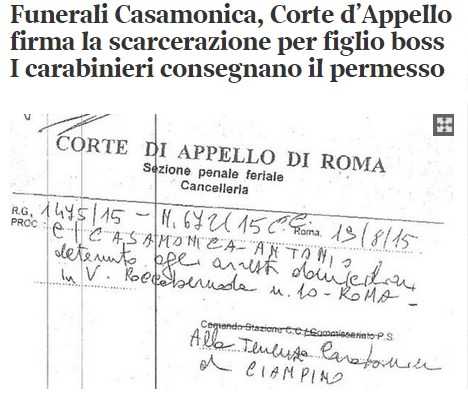 Casamonica, carabinieri sapevano: FOTO permesso per figlio