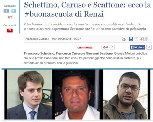 Il Giornale: Schettino, Caruso, Scattone. #buonascuola Renzi