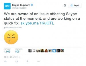 Il tweet di Skype