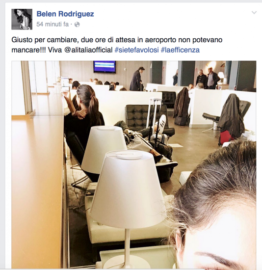 Belen Rodriguez: "efficenza" su Facebook. E le critiche...