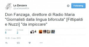 Don Livio Fanzaga: "Nuzzi-Fittipaldi da impiccare"