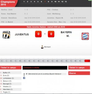 Juventus-Bayern Monaco: diretta live su Blitz con Sportal