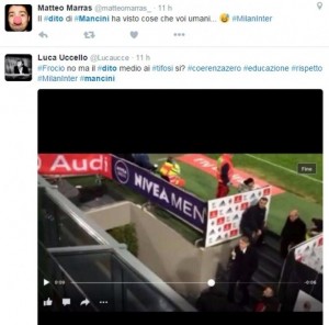 Roberto Mancini, dito medio a tifosi Milan: social scatenati
