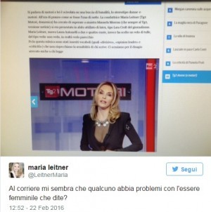 YOUTUBE Maria Leitner, Tg2 Motori. Corriere attacca. Lei...