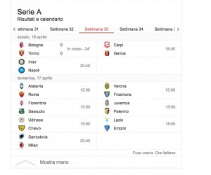 Serie A risultati diretta Inter-Napoli  Carpi-Genoa Bologna-Torino