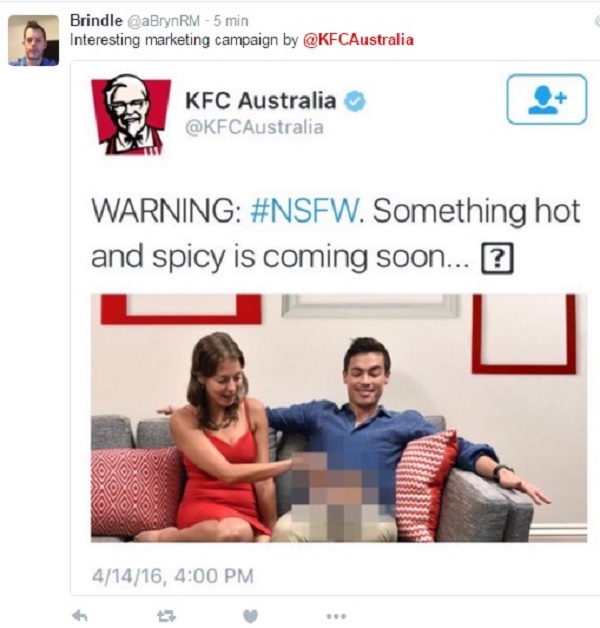 KFC Spot imbarazzante del pollo fritto: foto su Twitter