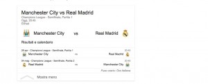 Manchester City-Real Madrid diretta e video gol Champions