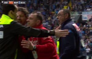 Maurizio Sarri espulso durante Udinese-Napoli