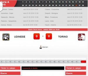 Udinese-Torino: diretta live serie A su Blitz