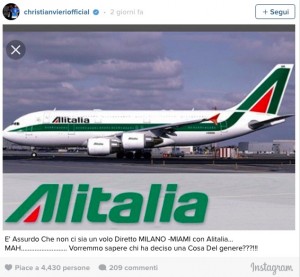 Bobo Vieri attacca Alitalia: "Milano-Miami? E' assurdo..."