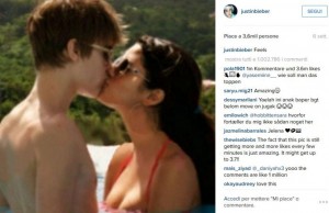 Justin Bieber e Selena Gomez, foto bacio: record Instagram 