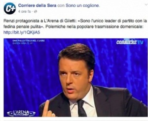 Renzi, epic fail Corriere della Sera: foto e tag "cogl..."
