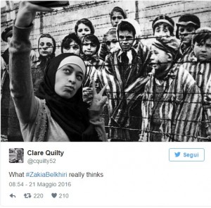 Zakia Belkhiri eroina selfie anti islam: tweet antisemiti