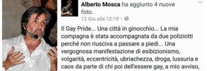 Alberto Mosca su Facebook: "Gay? Per loro ci vorrebbe il napalm"