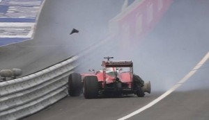 Vettel: esplode la gomma mentre era in testa
