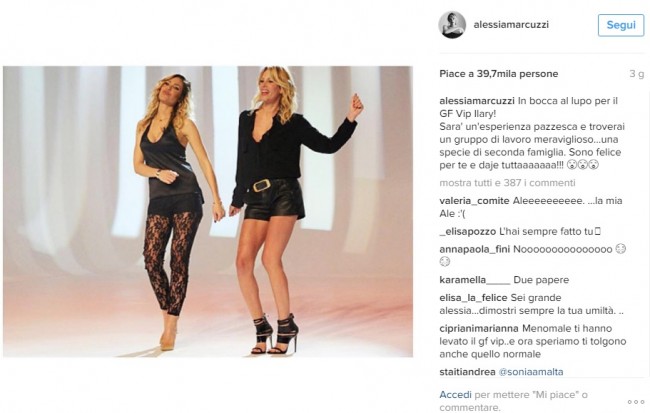 Ilary Blasi al Grande Fratello. E Alessia Marcuzzi su Instagram