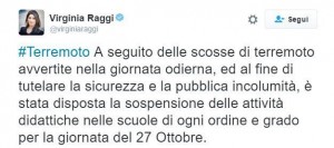 Terremoto, "scuole chiuse a Roma": ma il tweet di Virginia Raggi è un fake