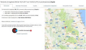Terremoto 18 gennaio (Roma, Abruzzo, Marche), Ingv: magnitudo ed epicentro della terza scossa
