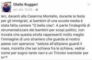 Otello Ruggeri (Forza Italia): "Altro che Bella Ciao. Ragazzini cantini Faccetta Nera"